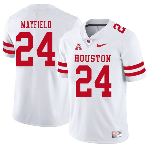 2018 Men #24 Caemen Mayfield Houston Cougars College Football Jerseys Sale-White - Click Image to Close
